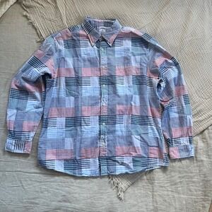 Brooks Brothers Shirt Men's XL Patchwork Long Sleeve Button Front